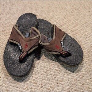 Teva Flip Flop Sandals Mens 8 Brown Leather Textured Thong Comfort Walking